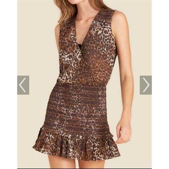 Veronica Beard Cox Mini Dress Brown Multicolor Leopard Print - Picture 1 of 10